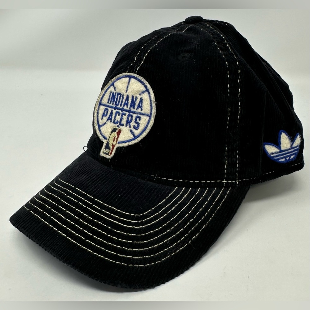 Indiana Pacers NBA Adidas Fitted Corduroy Hat‎ L/XL Navy Blue White Stitch